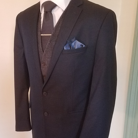 Van Heusen Slit-Fit Flex Houndstooth Blazer Coat - Picture 3 of 6